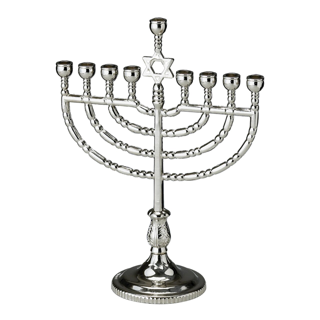 Rite Lite 8.5" Silver Traditional Style Hanukkah Menorah with Star of David